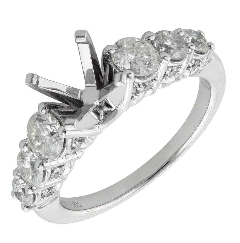 1.35 Ctw Diamond 14k White Gold Round Shape Wedding Engagement Ring