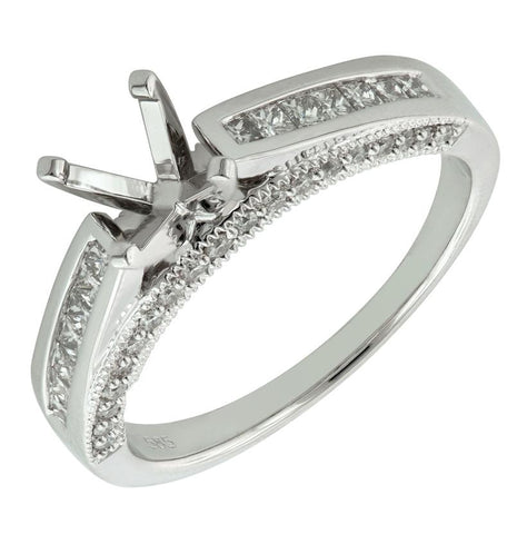 0.54 Ctw Diamond 14k White Gold Round Shape Wedding Engagement Ring