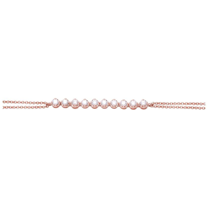 0.52 Ctw Diamond 14k Rose Gold Round Shape Womens Diamond Bracelet