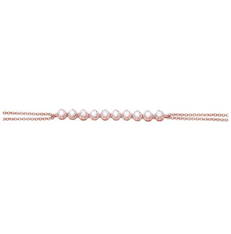 0.52 Ctw Diamond 14k Rose Gold Round Shape Womens Diamond Bracelet