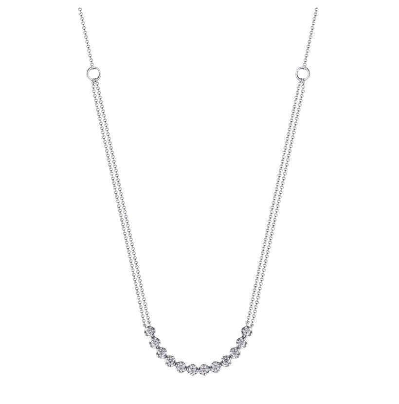 0.6 Ctw Diamond 14k White Gold Round Shape Womens Diamond Necklace