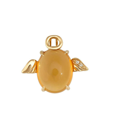 14k Yellow Gold Citrine Round Shape Womens Gemstone Necklace Pendant