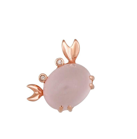 14k Rose Gold Quartz Round Shape Womens Gemstone Necklace Pendant