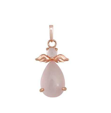 14k Rose Gold Quartz Multi Shape Womens Gemstone Necklace Pendant