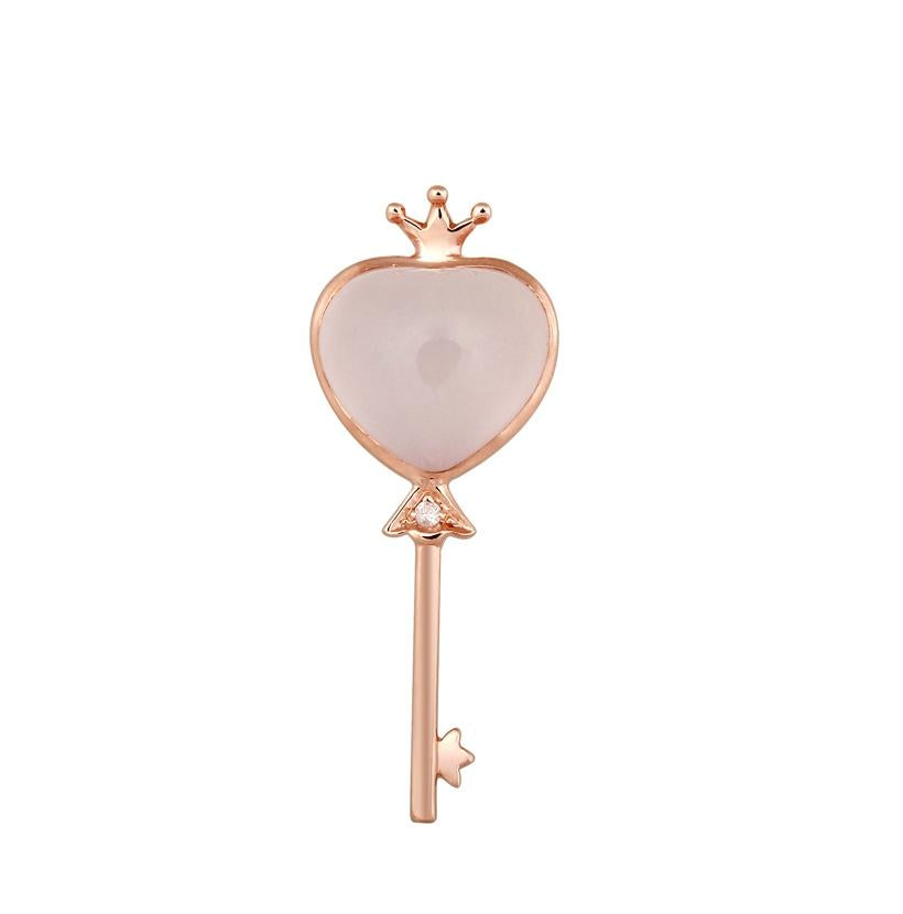 14k Rose Gold Quartz Round Shape Womens Gemstone Necklace Pendant