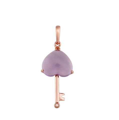 14k Rose Gold Amethyst Round Shape Womens Gemstone Necklace Pendant