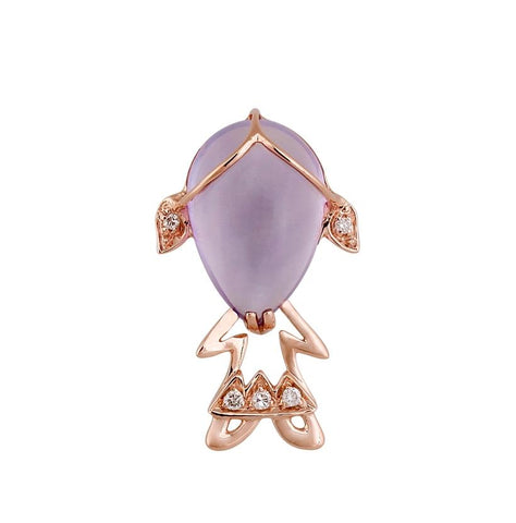 0.02 Ctw Diamond 14k Rose Gold Amethyst Round Shape Womens Gemstone Necklace Pendant