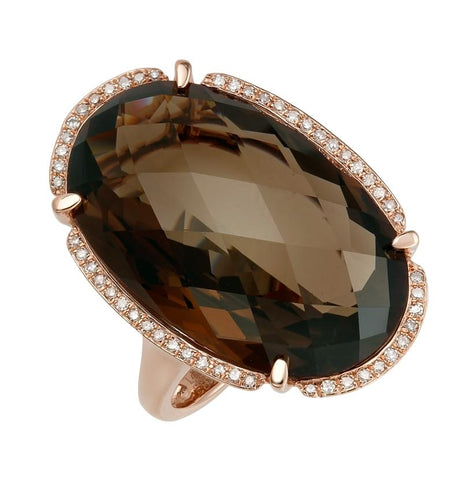 0.22 Ctw Diamond 14k Rose Gold Topaz Round Shape Womens Gemstone Ring