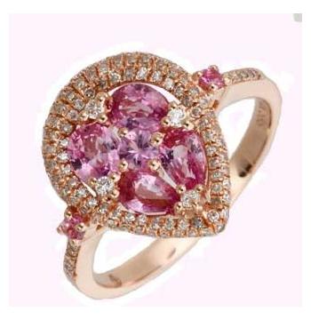 0.33 Ctw Diamond 14k Rose Gold Sapphire Round Shape Womens Gemstone Ring