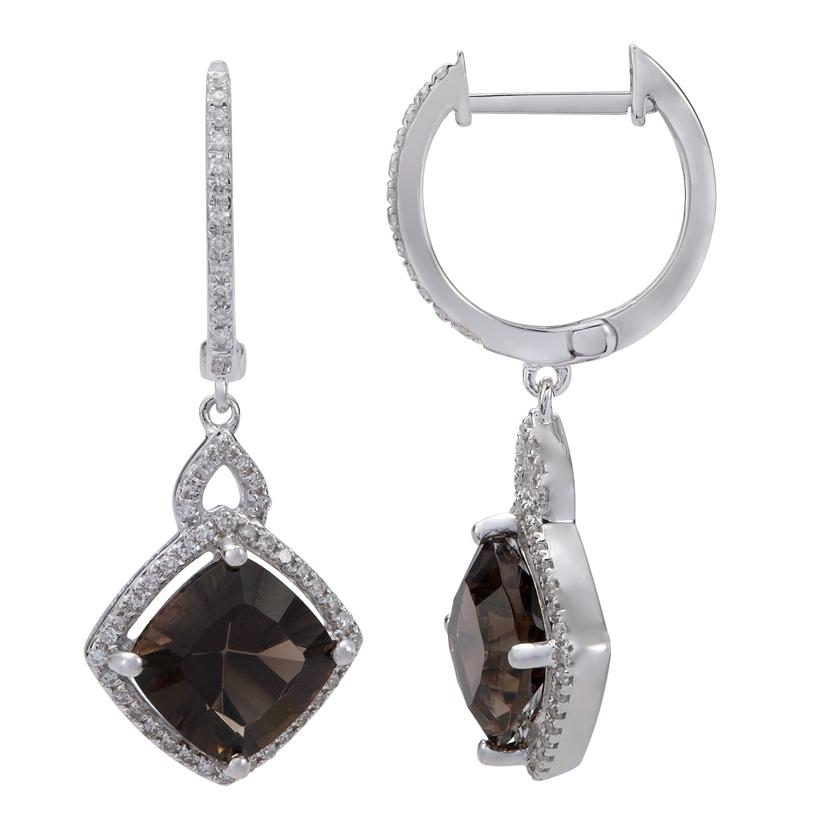 0.31 Ctw Diamond 14k White Gold Topaz Round Shape Womens Gemstone Earrings