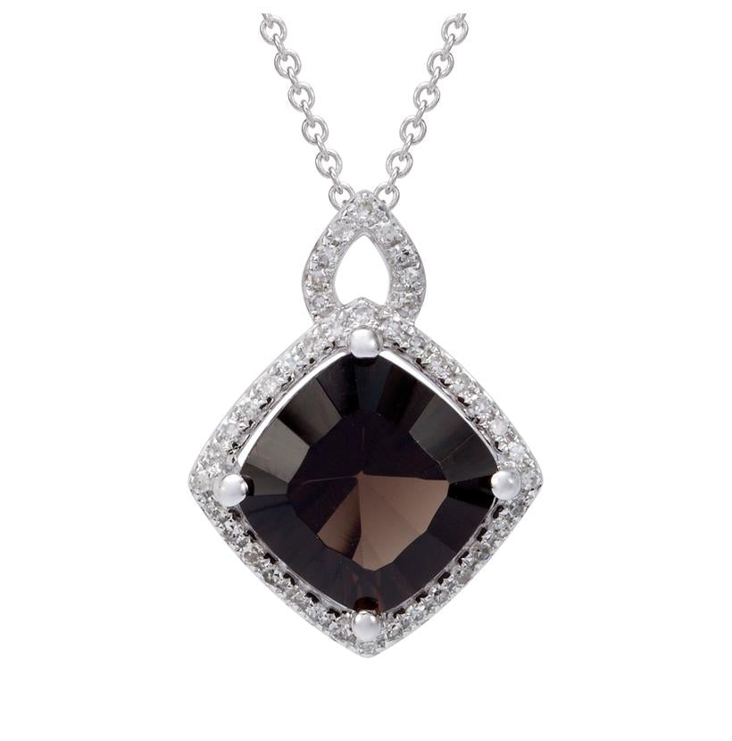 0.16 Ctw Diamond 14k White Gold Topaz Round Shape Womens Gemstone Necklace Pendant With 16 Inch Chain