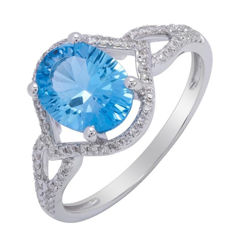 0.25 Ctw Diamond 14k White Gold Topaz Round Shape Womens Gemstone Ring