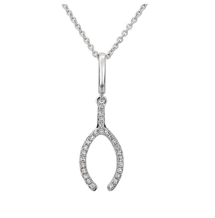 0.08 Ctw Diamond 14k White Gold Round Shape Womens Diamond Necklace Pendant With 16 Inch Chain