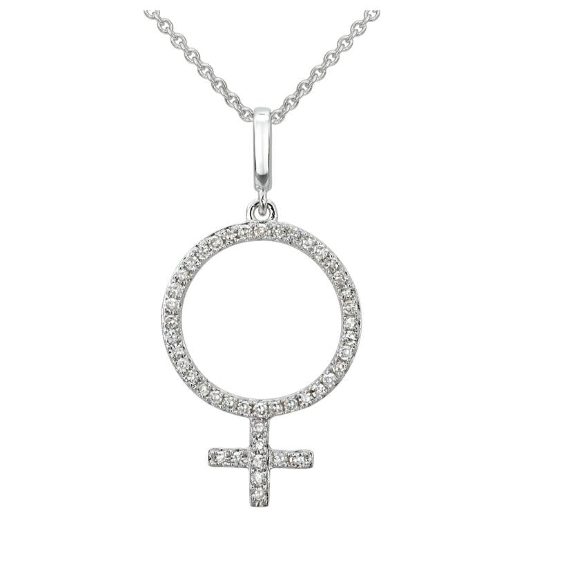 0.14 Ctw Diamond 14k White Gold Round Shape Womens Diamond Necklace Pendant With 16 Inch Chain