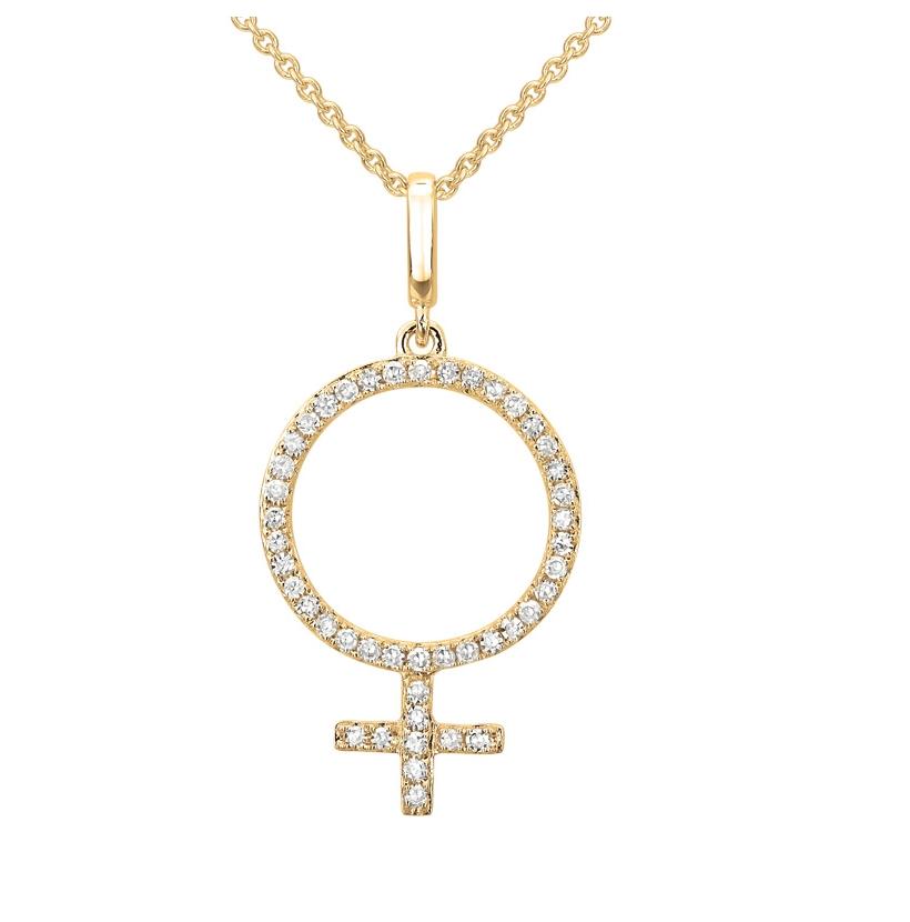 0.14 Ctw Diamond 14k Yellow Gold Round Shape Womens Diamond Necklace Pendant With 16 Inch Chain