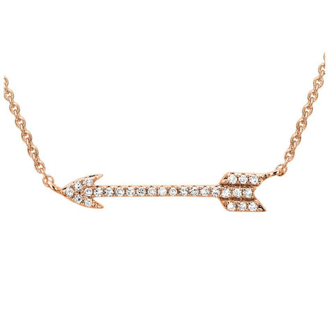 0.09 Ctw Diamond 14k Rose Gold Round Shape Womens Diamond Necklace