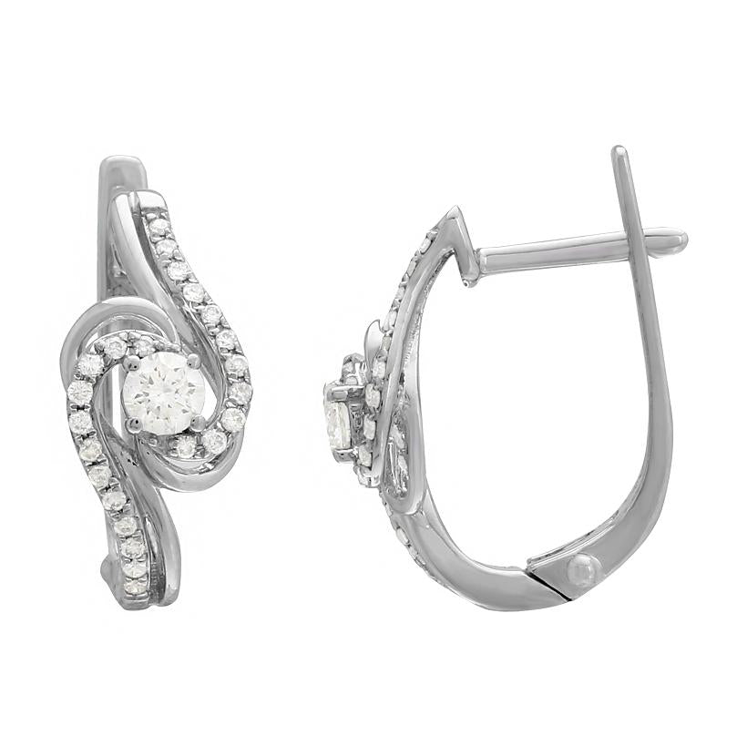 0.41 Ctw Diamond 14k White Gold Round Shape Womens Diamond Earrings