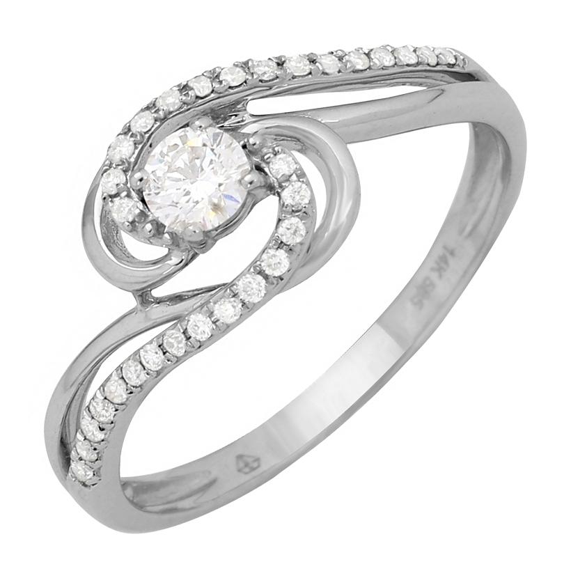 0.29 Ctw Diamond 14k White Gold Round Shape Womens Diamond Ring