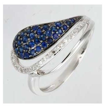 0.08 Ctw Diamond 14k White Gold Sapphire Round Shape Womens Gemstone Ring