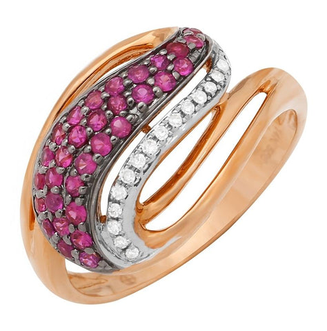 0.05 Ctw Diamond 14k Rose Gold Ruby Round Shape Womens Gemstone Ring