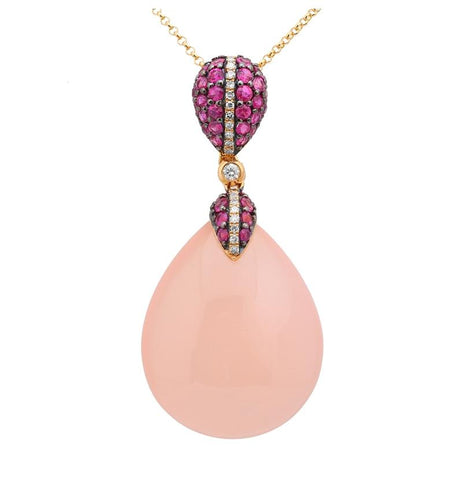 0.11 Ctw Diamond 14k Rose Gold Agate Sapphire Round Shape Womens Gemstone Necklace Pendant With 16 Inch Chain