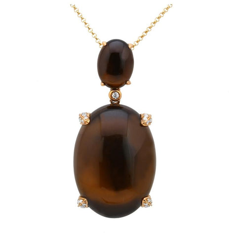 0.26 Ctw Diamond 14k Rose Gold Topaz Round Shape Womens Gemstone Necklace Pendant With 16 Inch Chain