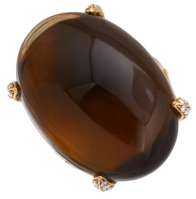 0.79 Ctw Diamond 14k Rose Gold Topaz Round Shape Womens Gemstone Ring