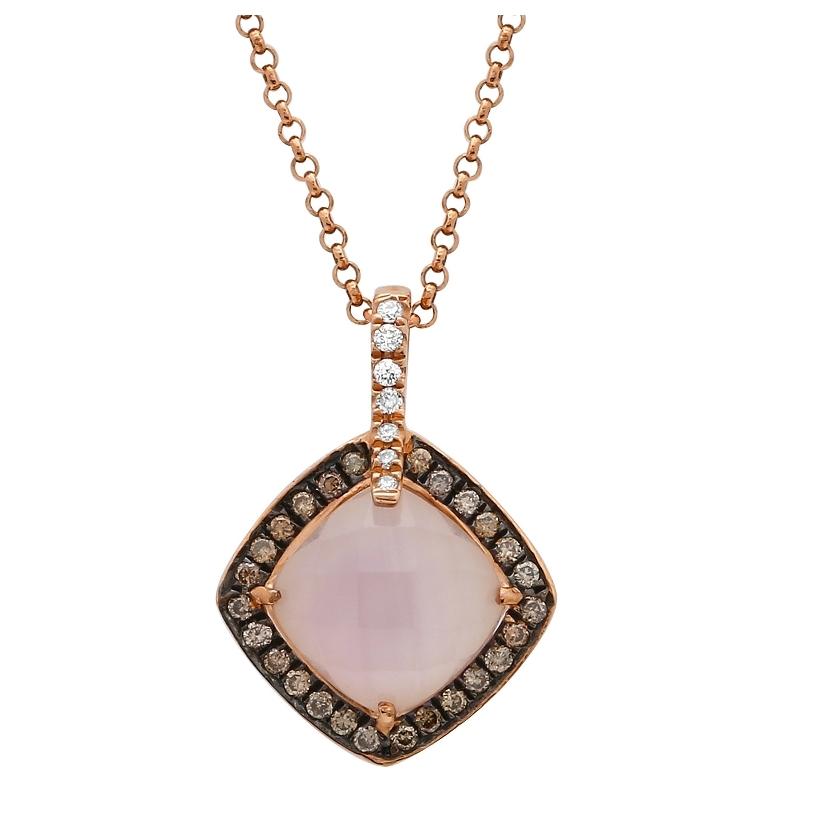 0.17 Ctw Diamond 14k Rose Gold Multi Round Shape Womens Gemstone Necklace Pendant With 16 Inch Chain