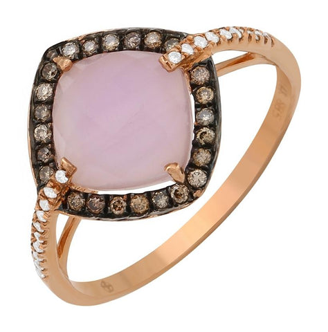 0.2 Ctw Diamond 14k Rose Gold Multi Round Shape Womens Gemstone Ring