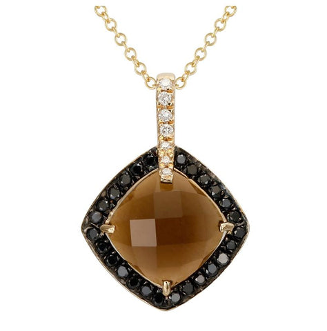 0.19 Ctw Diamond 14k Yellow Gold Multi Round Shape Womens Gemstone Necklace Pendant With 16 Inch Chain