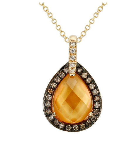 0.16 Ctw Diamond 14k Yellow Gold Multi Round Shape Womens Gemstone Necklace Pendant With 16 Inch Chain