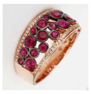 0.15 Ctw Diamond 14k Rose Gold Ruby Round Shape Womens Gemstone Ring