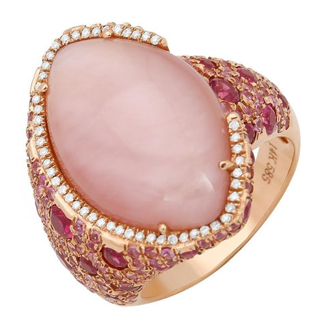 0.12 Ctw Diamond 14k Rose Gold Ruby Sapphire Quartz Round Shape Womens Gemstone Ring