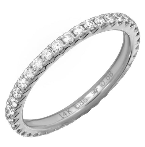 0.58 Ctw Diamond 14k White Gold Round Shape Womens Wedding Band Ring, Size 6.5