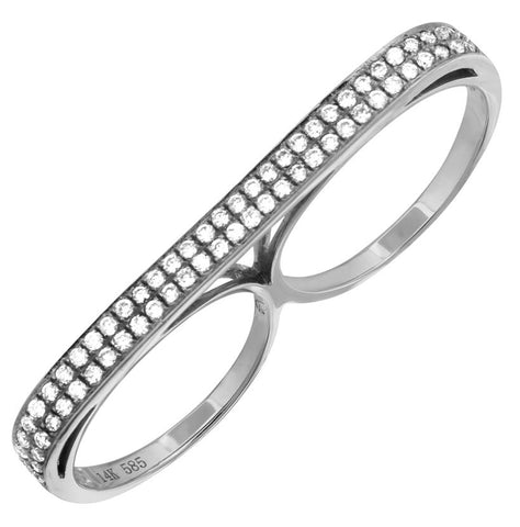 0.61 Ctw Diamond 14k White Gold Round Shape Womens Diamond Ring