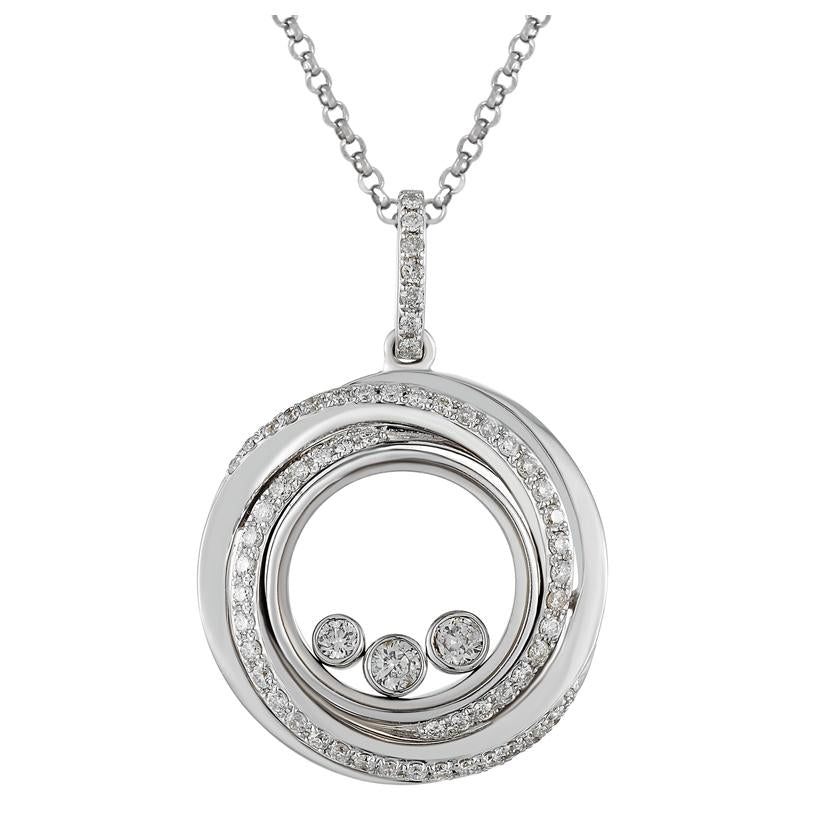 0.29 Ctw Diamond 14k White Gold Round Shape Womens Diamond Necklace Pendant With 16 Inch Chain