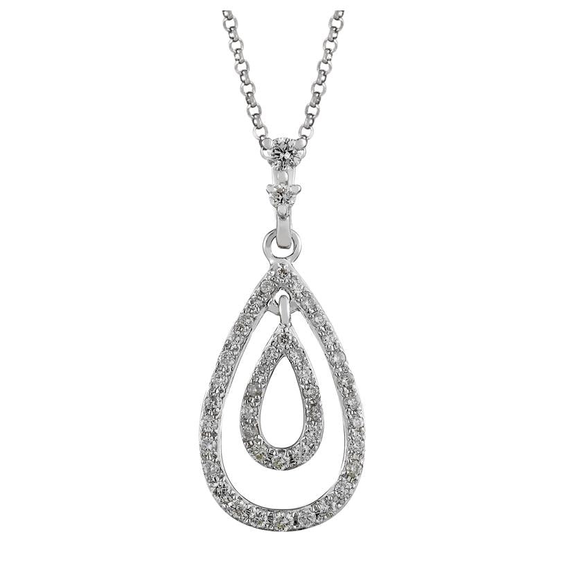 0.23 Ctw Diamond 14k White Gold Round Shape Womens Diamond Necklace Pendant With 16 Inch Chain