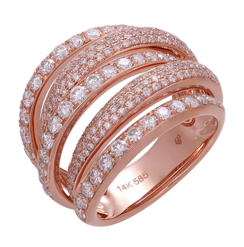 1.84 Ctw Diamond 14k Rose Gold Round Shape Womens Diamond Ring