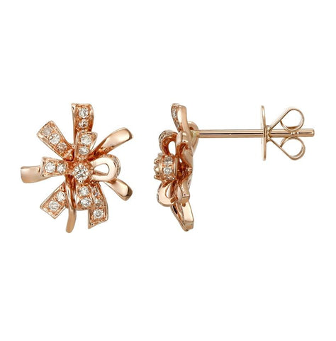 0.15 Ctw Diamond 14k Rose Gold Round Shape Womens Diamond Earrings