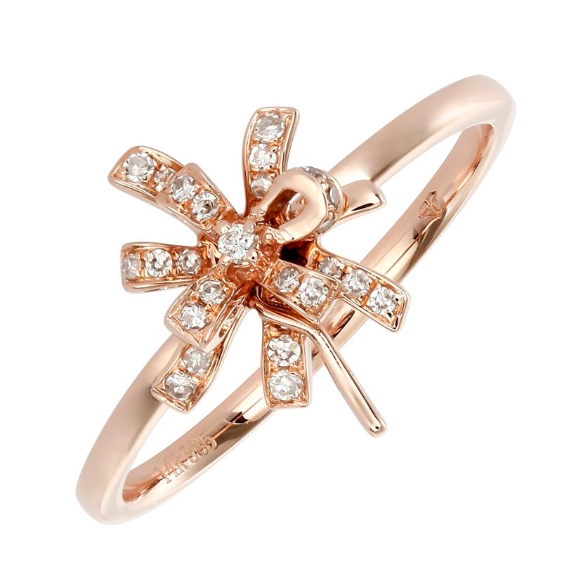 0.11 Ctw Diamond 14k Rose Gold Round Shape Womens Diamond Ring