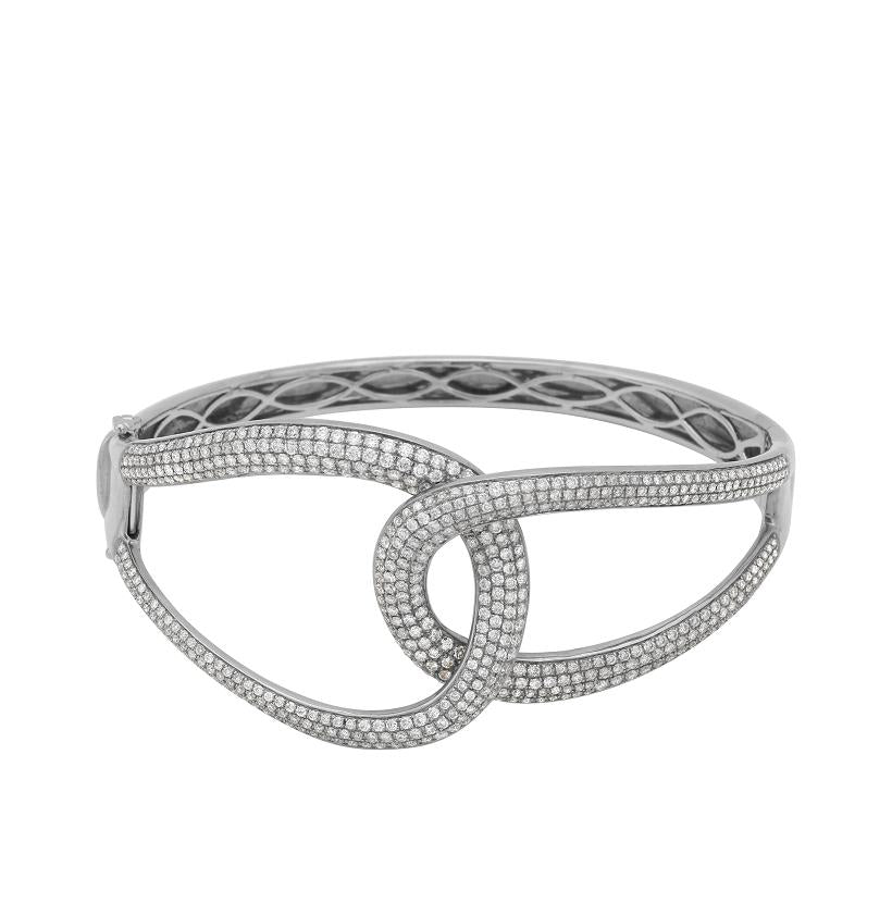 3.41 Ctw Diamond 14k White Gold Round Shape Womens Diamond Bangle Bracelet