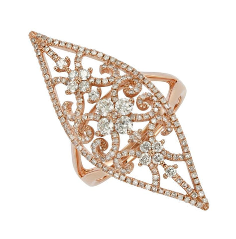 0.99 Ctw Diamond 14k Rose Gold Round Shape Womens Diamond Ring