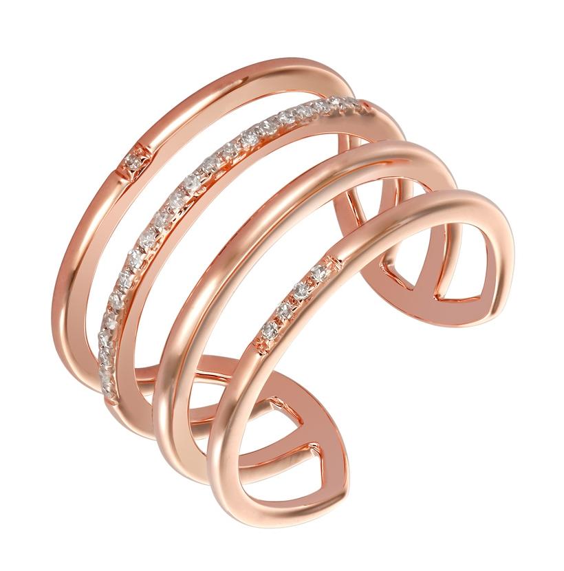 0.13 Ctw Diamond 14k Rose Gold Round Shape Womens Diamond Ring