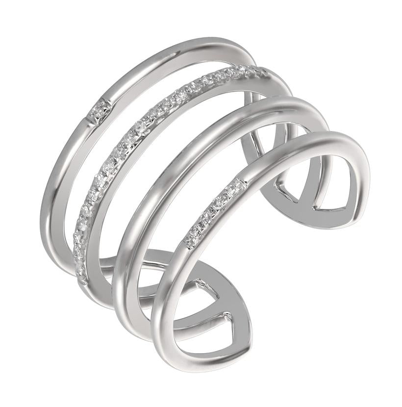 0.13 Ctw Diamond 14k White Gold Round Shape Womens Diamond Ring