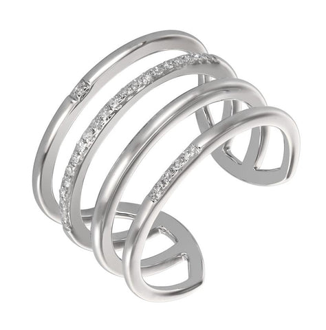 0.13 Ctw Diamond 14k White Gold Round Shape Womens Diamond Ring