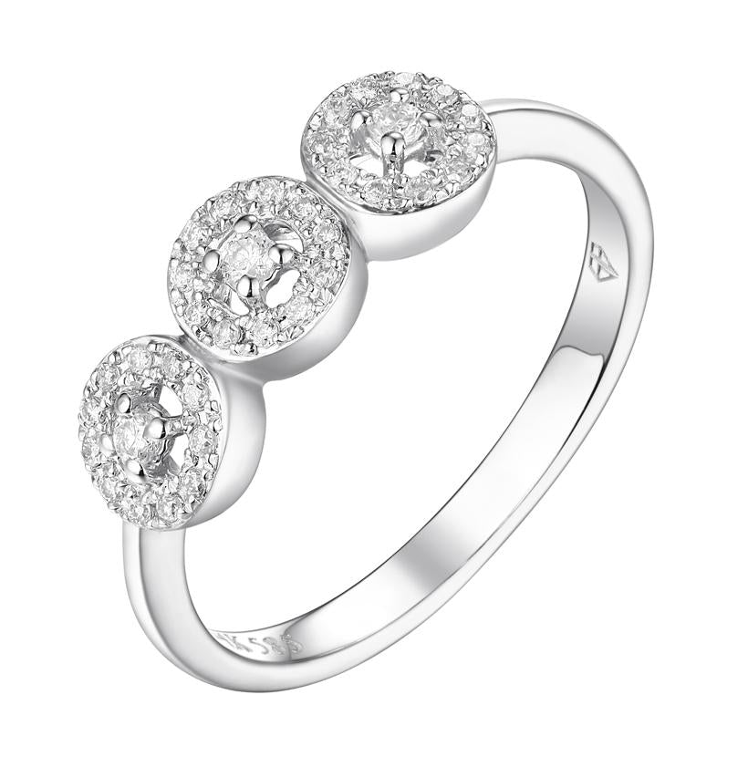 0.16 Ctw Diamond 14k White Gold Round Shape Womens Diamond Ring