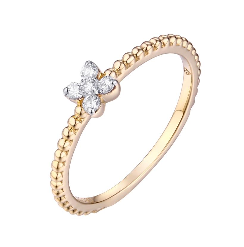 0.1 Ctw Diamond 14k Yellow Gold Round Shape Wedding Engagement Ring