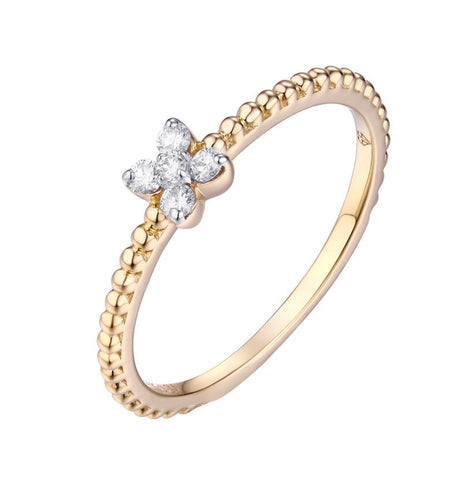 0.1 Ctw Diamond 14k Yellow Gold Round Shape Wedding Engagement Ring