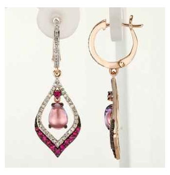 0.29 Ctw Diamond 14k Rose Gold Amethyst Sapphire Round Shape Womens Gemstone Earrings