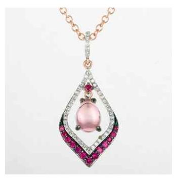 0.13 Ctw Diamond 14k Rose Gold Amethyst Sapphire Round Shape Womens Gemstone Necklace Pendant With 16 Inch Chain